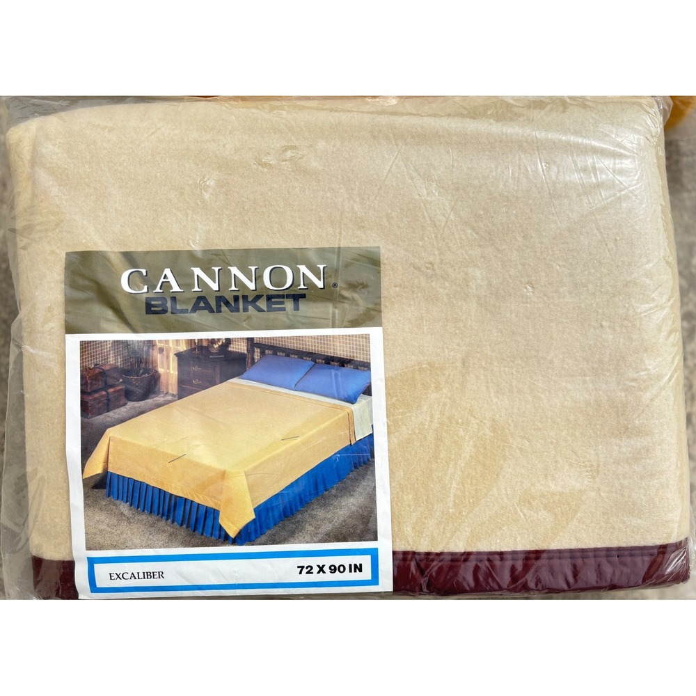 Vintage Cannon Excaliber‎ Blanket Tan  Lock-Nap 72x90 Made in USA